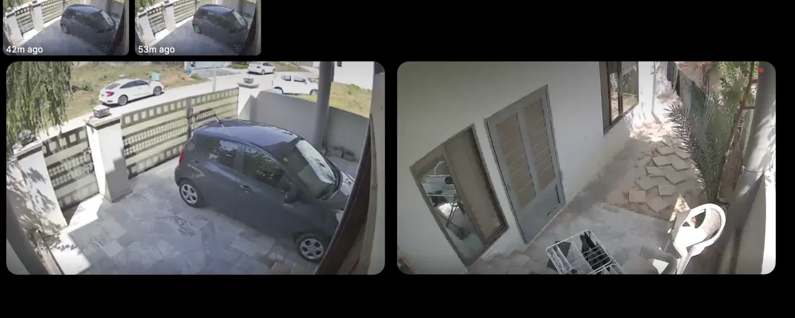 Live camera views of the driveway and entrance in the HomeHaven app